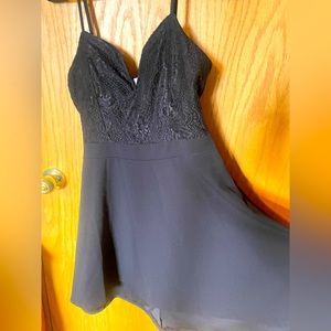 Little black dress with lace top